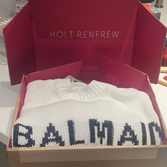 Balmain Men's White Cable Knit Sweater - Size M Like New - Picture 13 of 13